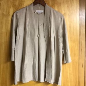 Laura Ashley Tan Open Cardigan Small